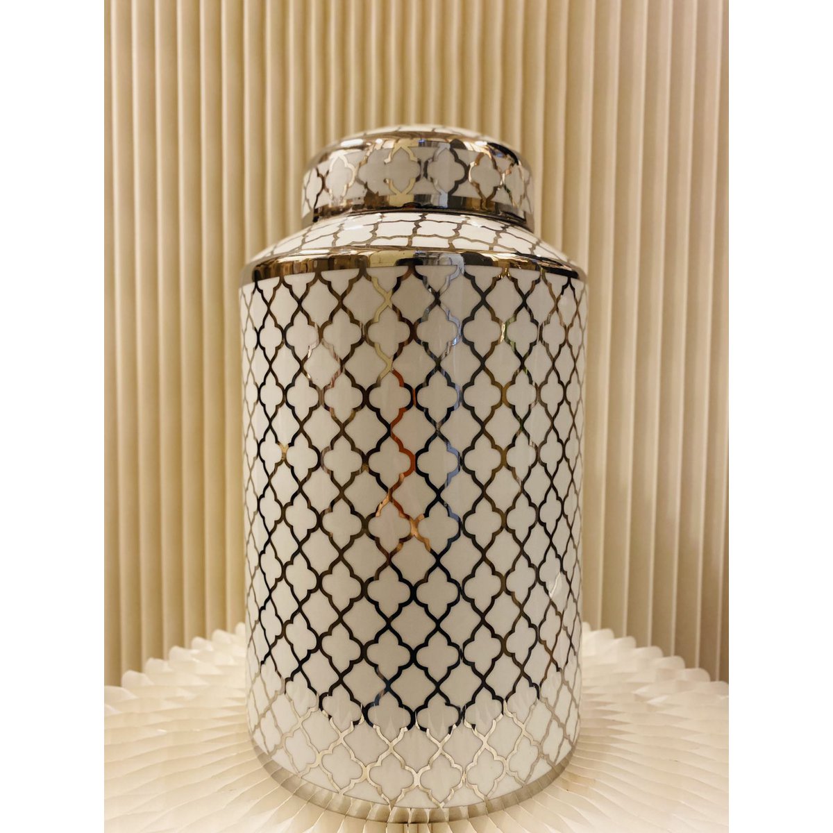 Keramieken pot Wit/Goud